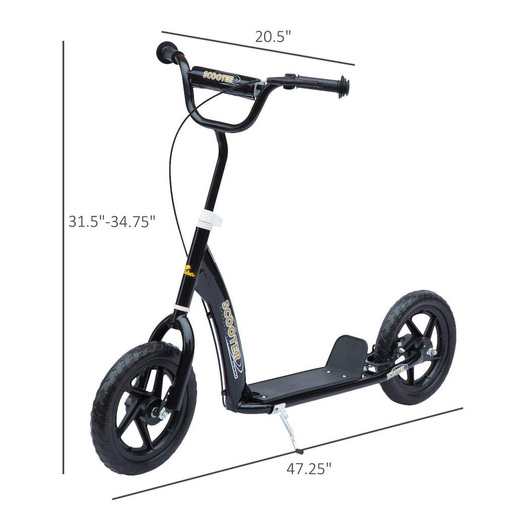 Kick Scooter For Kids 5-12 Years Old With Adjustable Height Handlebar, Non-slip Footplate, Big Wheels, Rear Brake, Black