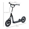 Kick Scooter For Kids 5-12 Years Old With Adjustable Height Handlebar, Non-slip Footplate, Big Wheels, Rear Brake, Black