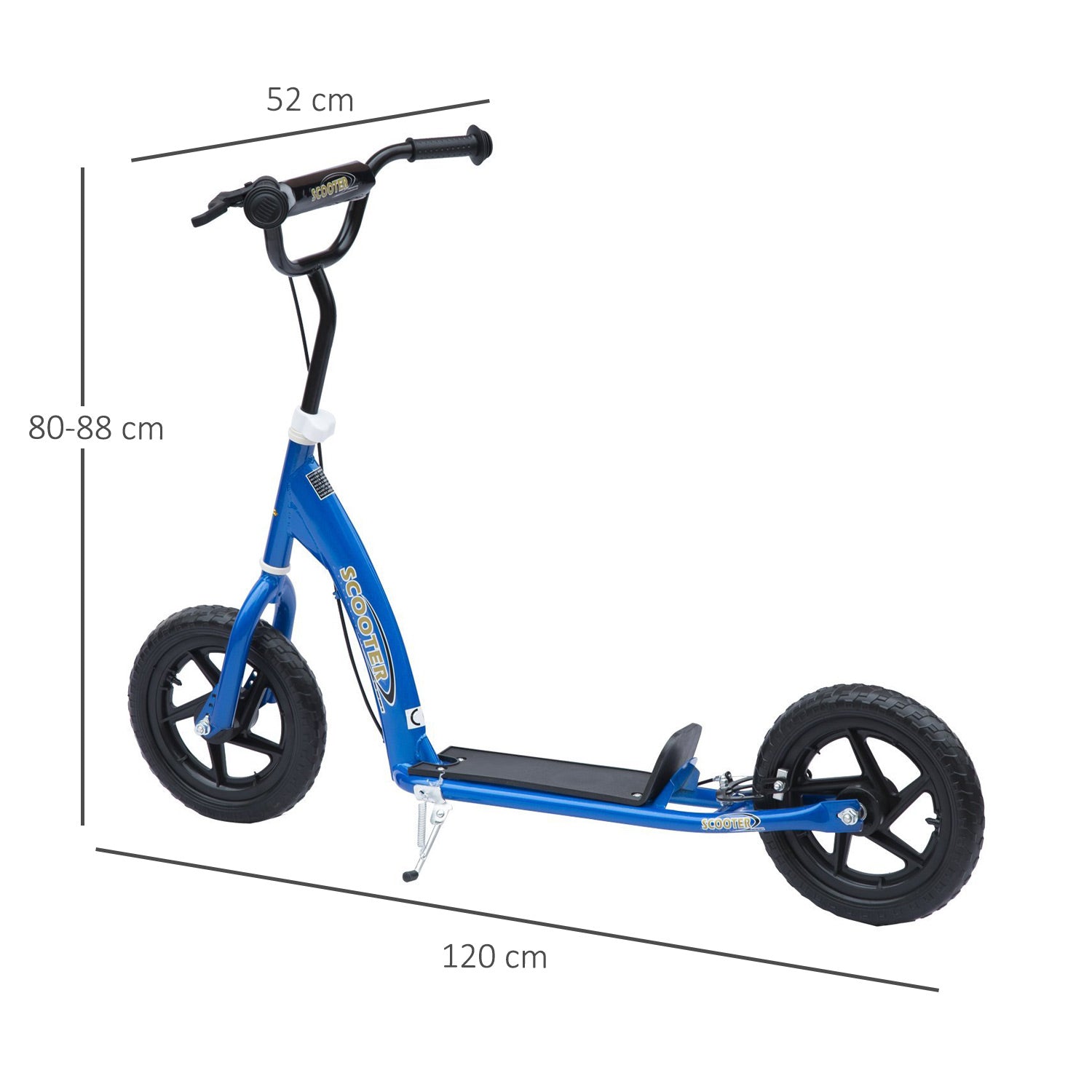 Kids Scooter Kick Scooter, With 12" EVA Tyres, Rear Brake, Big Wheels Scooter For 5-12 Years , Blue
