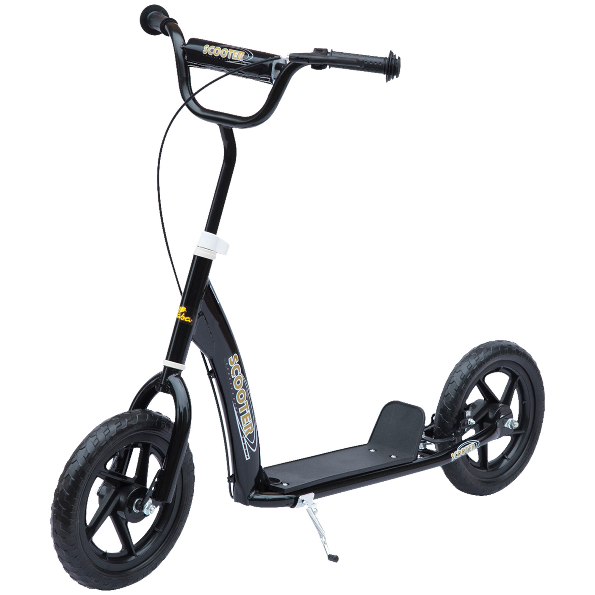 Kids Scooter Kick Scooter, With 12" EVA Tyres, Rear Brake, Big Wheels Scooter For 5-12 Years , Black