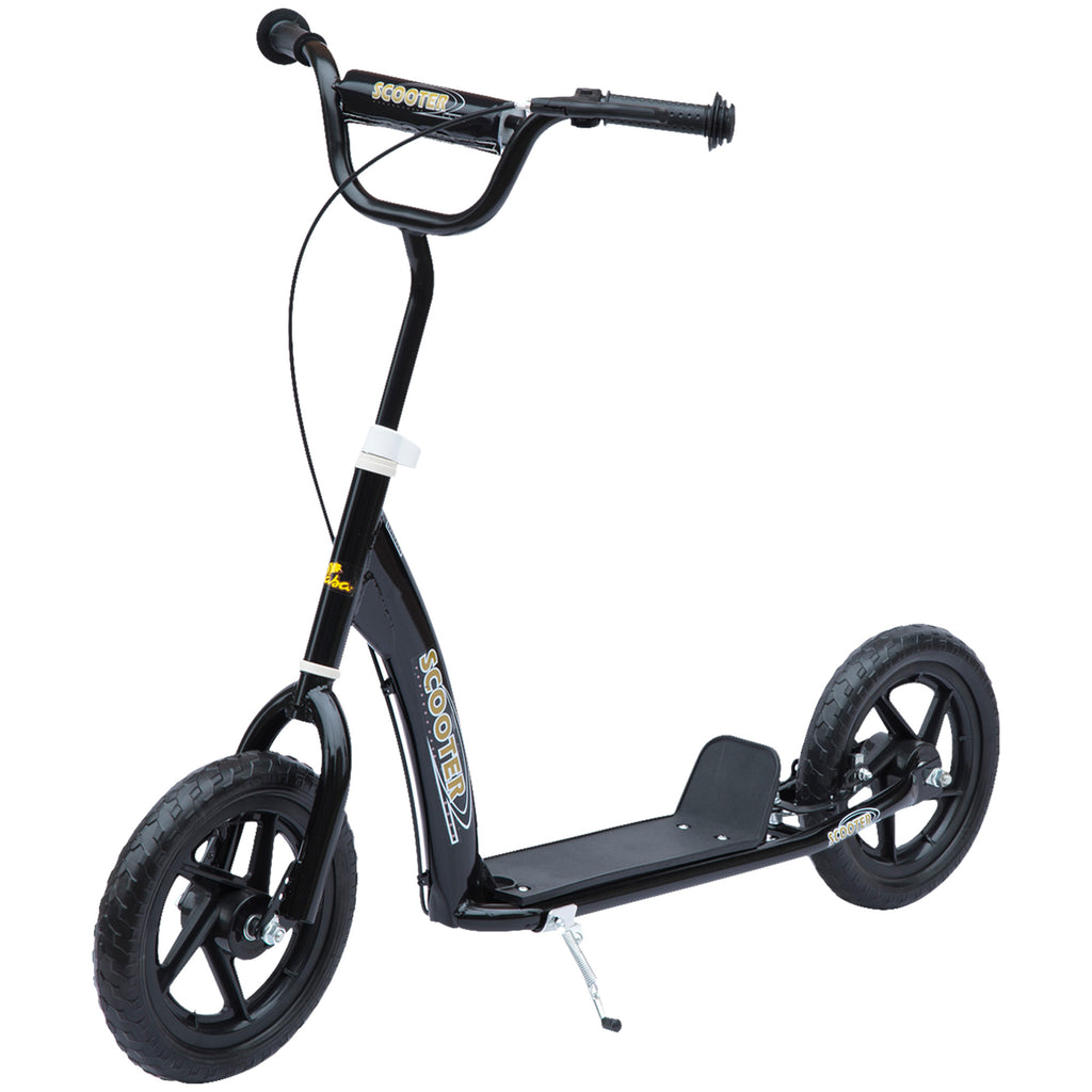 Kids Scooter Kick Scooter, With 12" EVA Tyres, Rear Brake, Big Wheels Scooter For 5-12 Years , Black